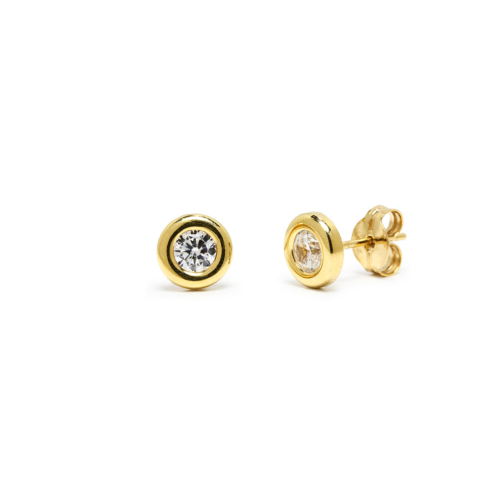 Pendientes Chatón de Plata de Ley 925 con Baño de Oro