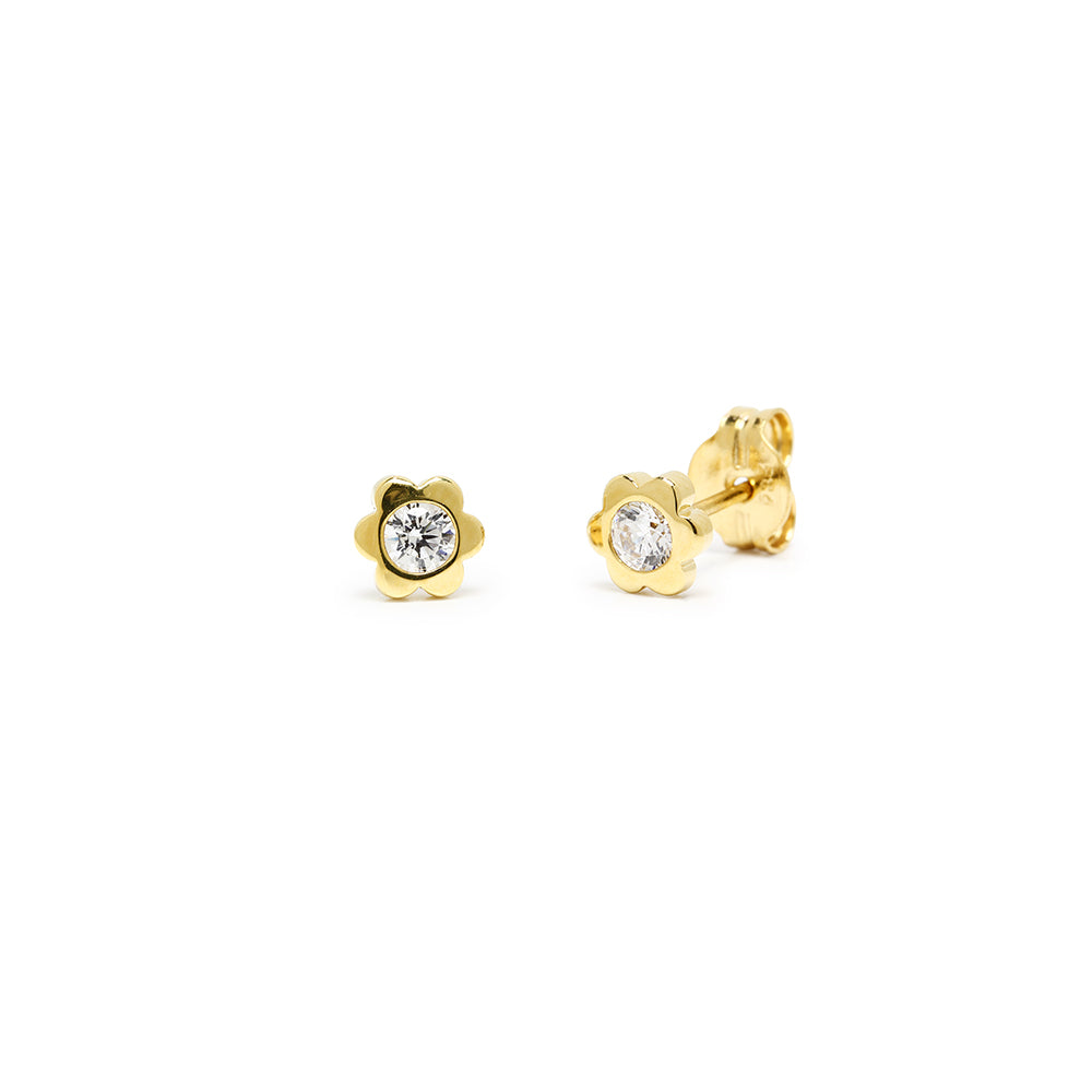 Pendientes Flor de Plata de Ley 925 con Circonitas