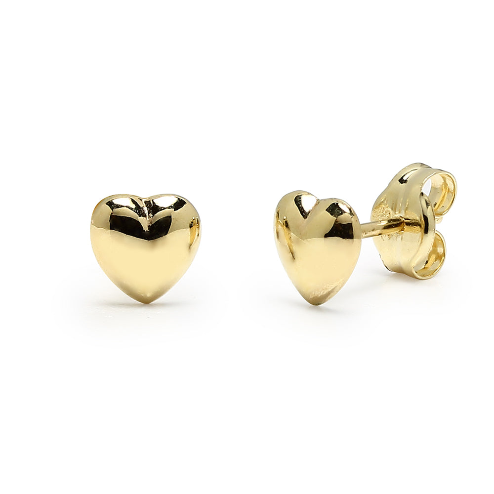 Pendientes de Presión Corazón de Oro de 9 Quilates