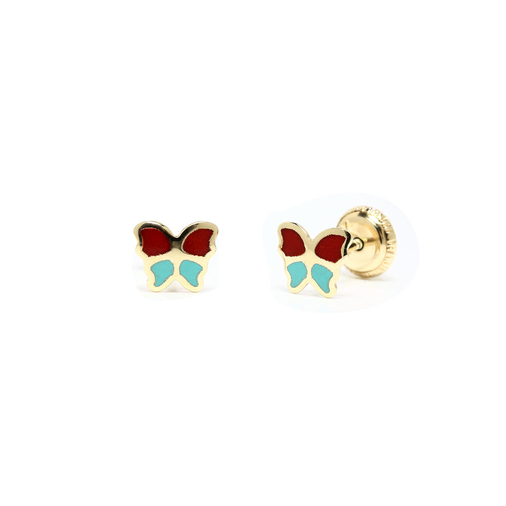 Pendientes Mariposa Esmaltados de Oro de 9 Quilates