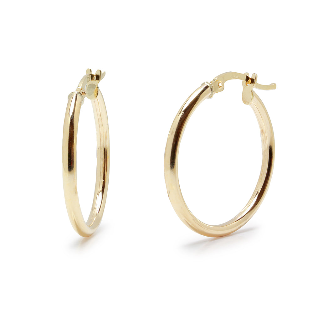 Aros Tubo Lisos 25x2 mm en Oro Amarillo 9 Kilates