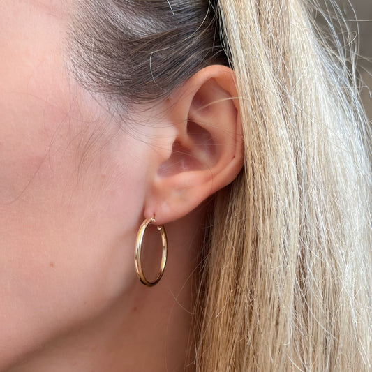 Aros Tubo Lisos 25x2 mm en Oro Amarillo 9 Kilates