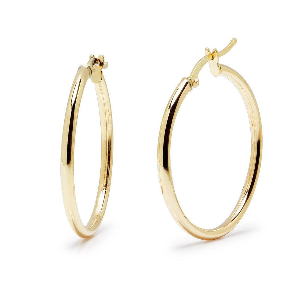 Aros Tubo Lisos 30x2 mm en Oro Amarillo 9 Kilates