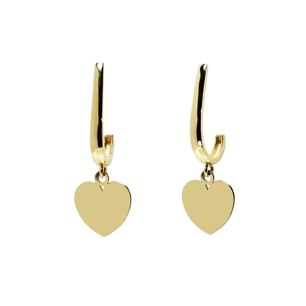Pendientes Largos de Corazón de Oro de 9 Quilates