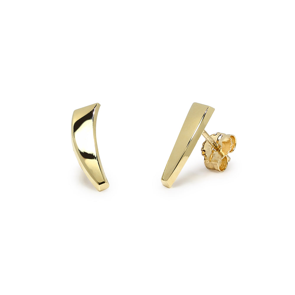 Pendientes de Presión Banda Curvada de Oro de 9 Quilates