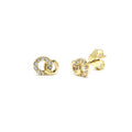 Pendientes Nudo Liso con Circonita de Oro de 9 Quilates