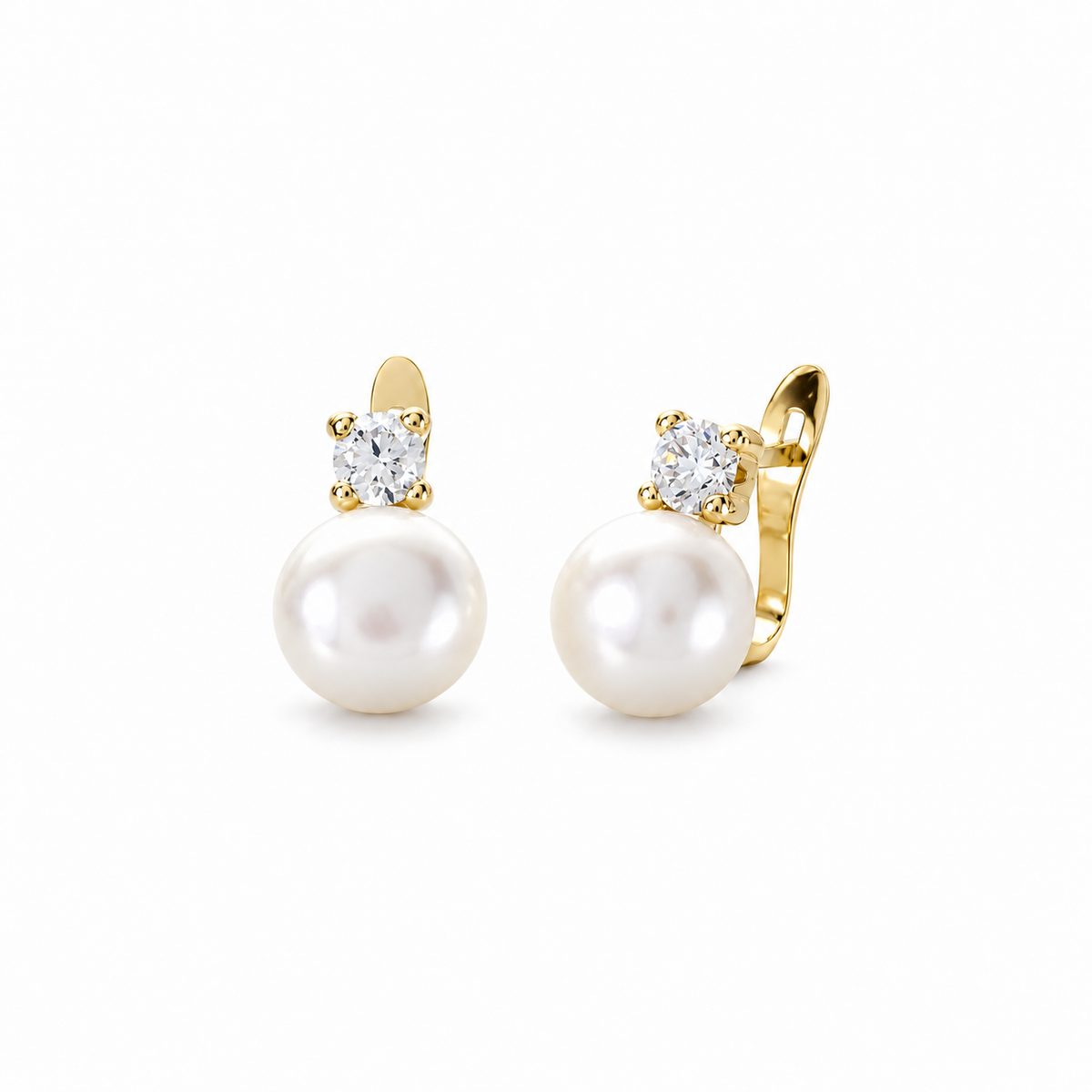 Pendientes Tu y Yo de Oro de 18 Quilates con Circonitas