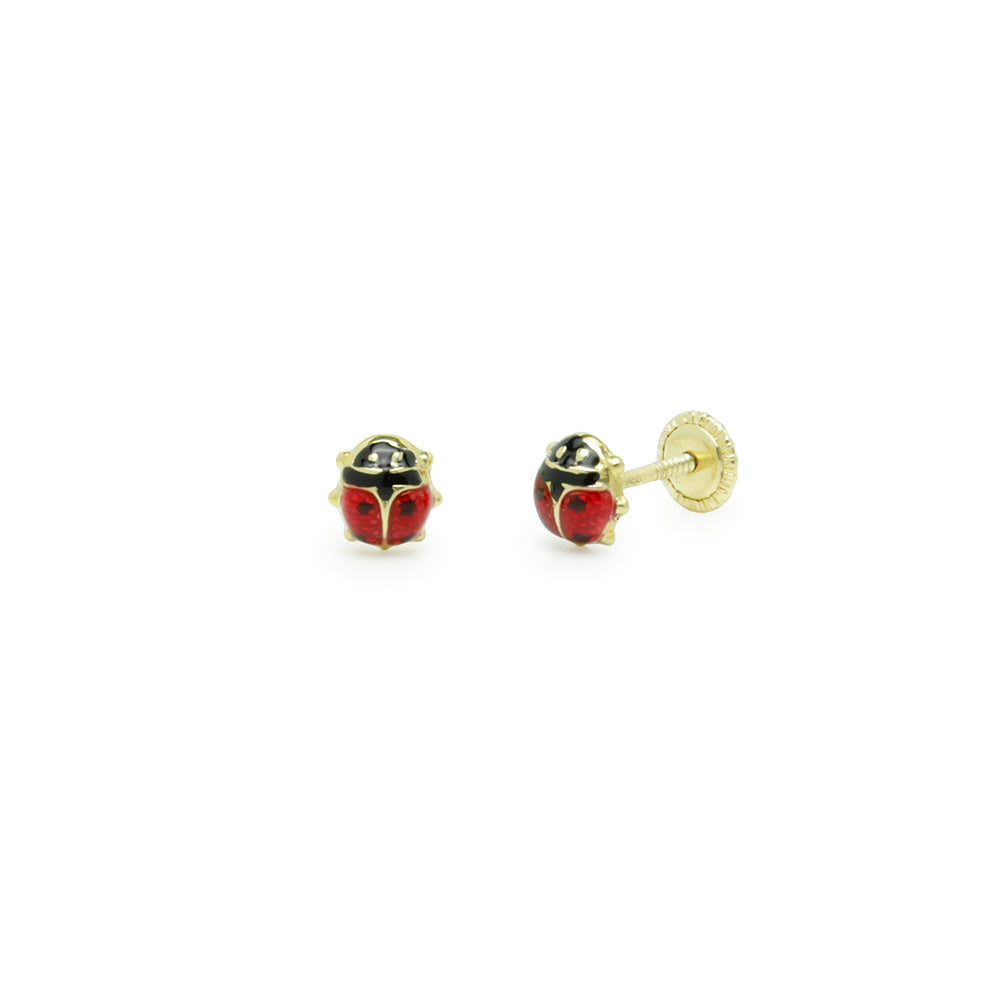 Pendientes Bebé Mariquita 4x4 mm Oro Amarillo 9k