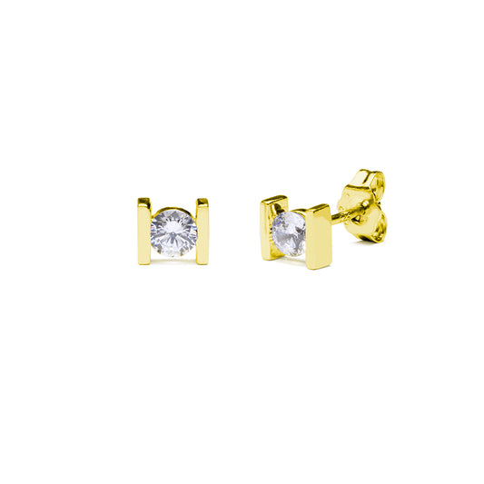 Pendientes 2 Barras Josephine con Diamante 0,50 quilates en Oro Amarillo