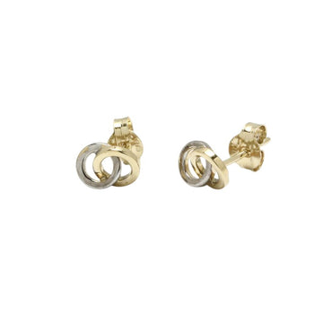 Pendientes Círculos Entrelazados en Oro Bicolor 9 Kilates