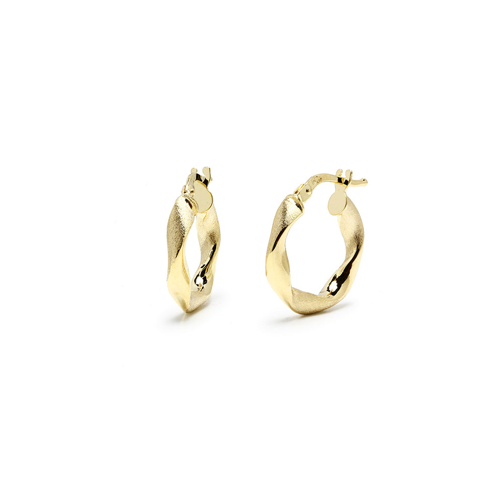 Pendientes Criollas Rizadas de Oro de 9 Quilates