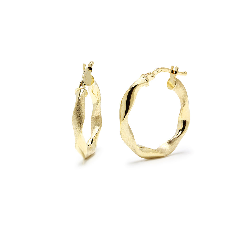 Pendientes Criollas Rizadas de Oro de 9 Quilates