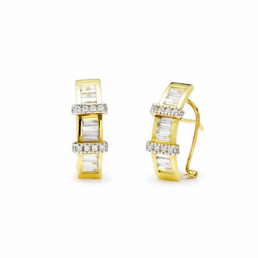 Pendientes Maelle con Circonitas Blancas en Oro Amarillo 18 Kilates