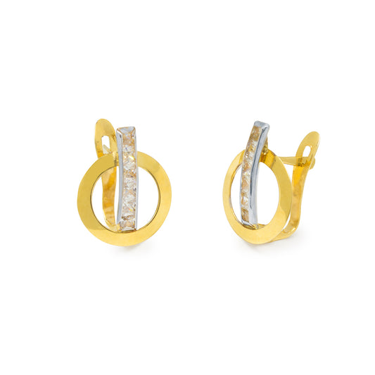Pendientes Círculo 1 Banda de Circonitas en Oro Amarillo 9 Kilates