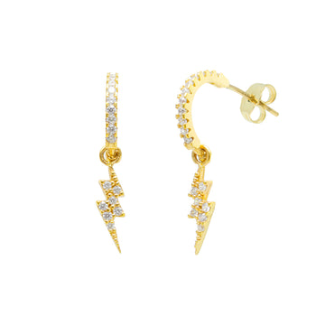 Pendientes Rayo con Circonitas en Oro Amarillo 9 Kilates