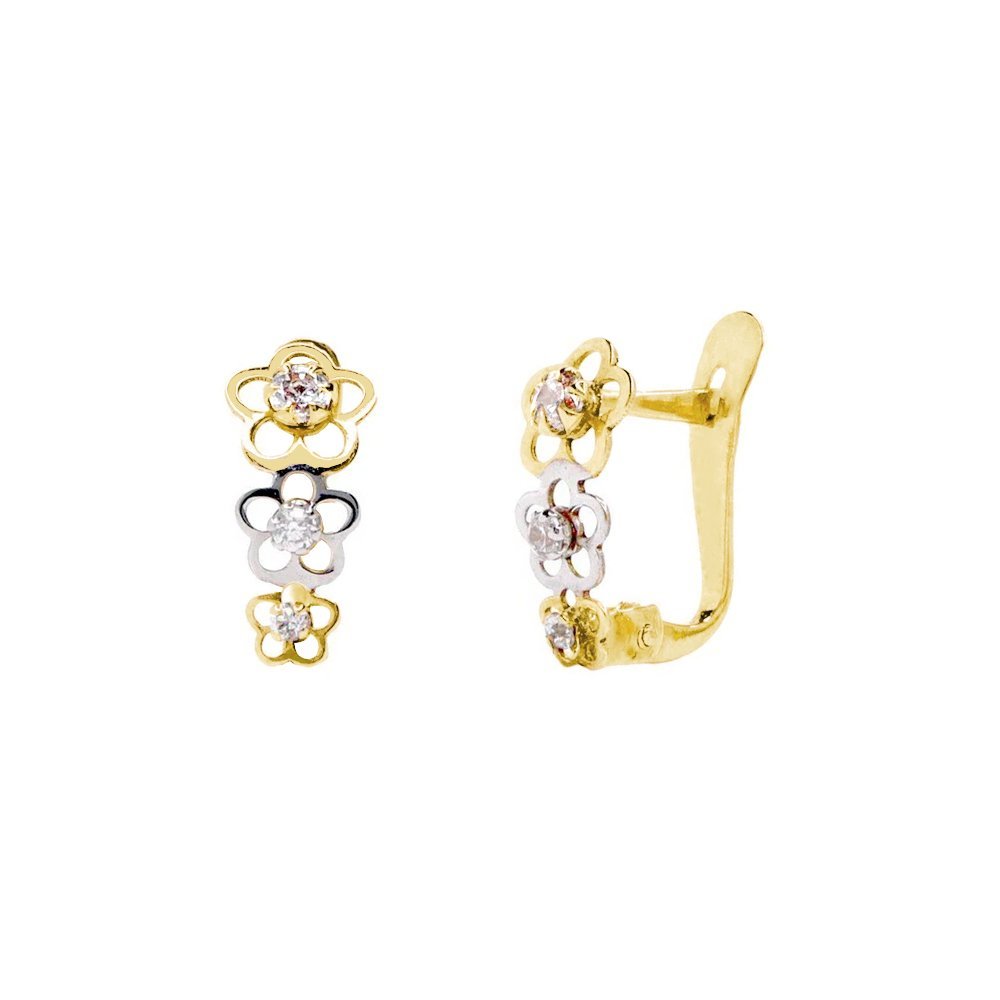 Conjunto Ayana de Anillo y Pendientes Comunión en Oro Bicolor 9 Kilates