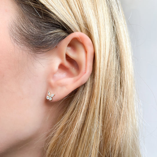 Pendientes Mariposas con Circonitas en Oro Amarillo 9 Kilates