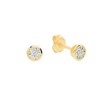 Pendientes Redondos con 14 Diamantes de 0,19 Quilates en Oro Amarillo 18 Kilates