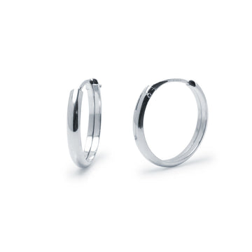 Pendientes Aro Media Caña 13x2 en Oro Blanco 9 Kilates