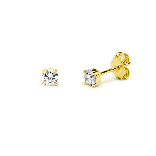 Pendientes de 4 grapas con 2 Diamantes de 0,40 Quilates en Oro Amarillo 18 Kilates