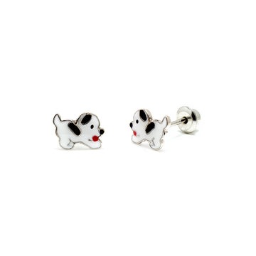 Pendientes Niña Perrito en Plata