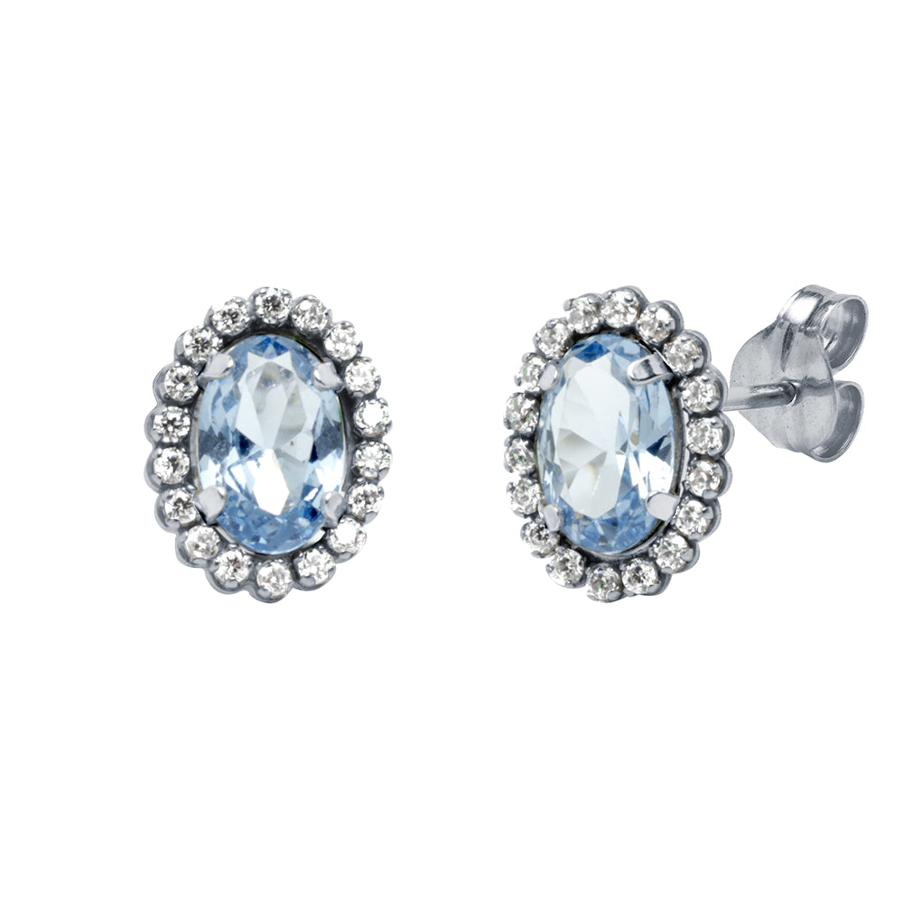 Conjunto Marina Anillo y Pendientes en Oro Blanco 9 kilates