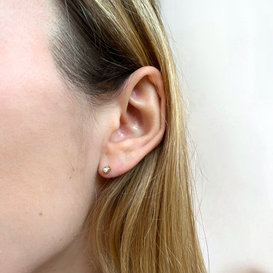 Pendientes Cuadrados Bisel (2x2) con Circonitas en Oro Amarillo de 9 Kilates