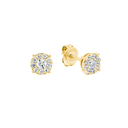 Pendientes de 4 grapas con 20 Diamantes de 0,40 Quilates en Oro Amarillo 18 Kilates