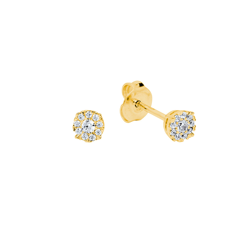 Pendientes de 4 grapas con 20 Diamantes de 0,15 Quilates en Oro Amarillo 18 Kilates