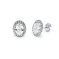 Pendientes Ovales Xena de Oro Blanco 9K con Circonitas