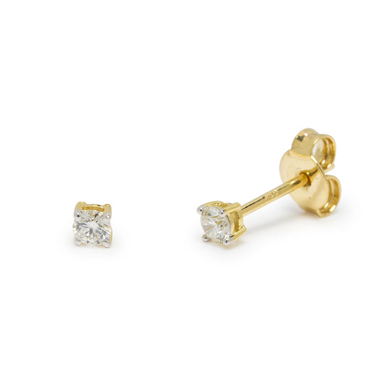 Pendientes 4 Grapas con Diamantes de 0,20 Quilates en Oro Amarillo 18 Kilates