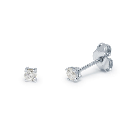 Pendientes 4 Grapas con Diamantes de 0,20 Quilates en Oro Blanco 18 Kilates