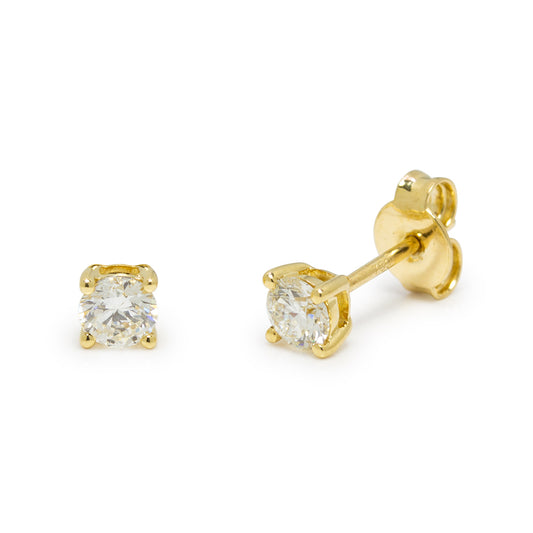 Pendientes 4 Grapas con Diamantes de 0,50 Quilates en Oro Amarillo 18 Kilates