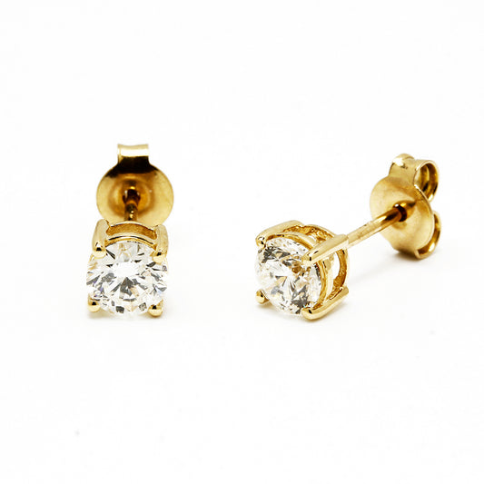 Pendientes 4 Grapas con Diamantes de 1 Quilates en Oro Amarillo 18 Kilates
