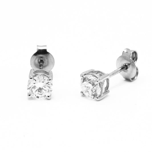 Pendientes 4 Grapas con Diamantes de 1 Quilates en Oro Blanco 18 Kilates