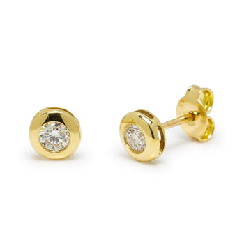 Pendientes Redondos con Diamantes de 0,32 Quilates en Oro Amarillo 18 Kilates