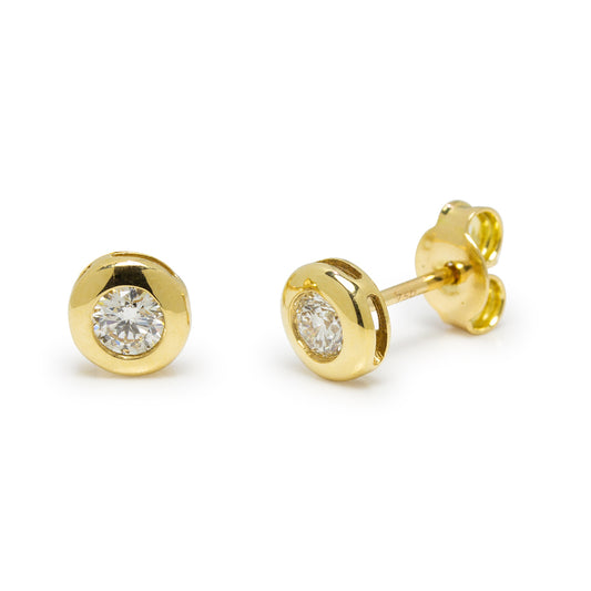 Pendientes Redondos con Diamantes de 0,32 Quilates en Oro Amarillo 18 Kilates