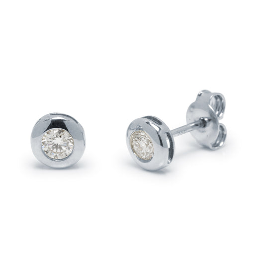 Pendientes Redondos con Diamantes de 0,32 Quilates en Oro Blanco 18 Kilates