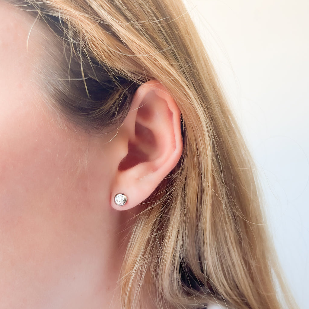 Pendientes de Presión con Diamantes de Oro Blanco 18k