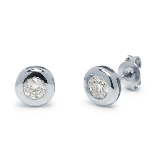 Pendientes Redondos con Diamantes de 0,50 Quilates en Oro Blanco 18 Kilates