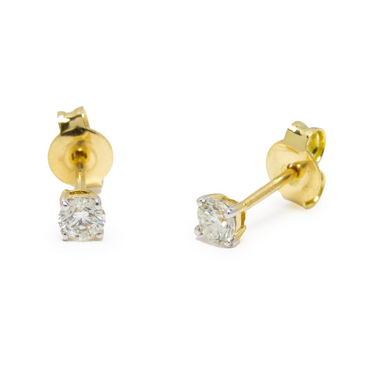 Pendientes 4 Grapas con Diamantes de 0,30 Quilates en Oro Amarillo 18 Kilates
