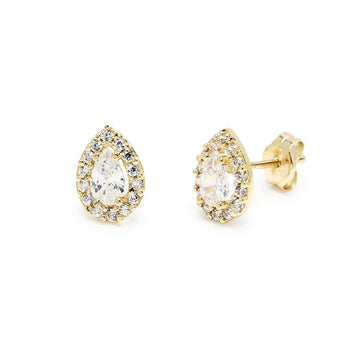 Pendientes Lágrima con Circonita en Oro Amarillo 9 Kilates