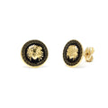 Pendientes Medusa de Oro de 9 Quilates con Esmalte Negro