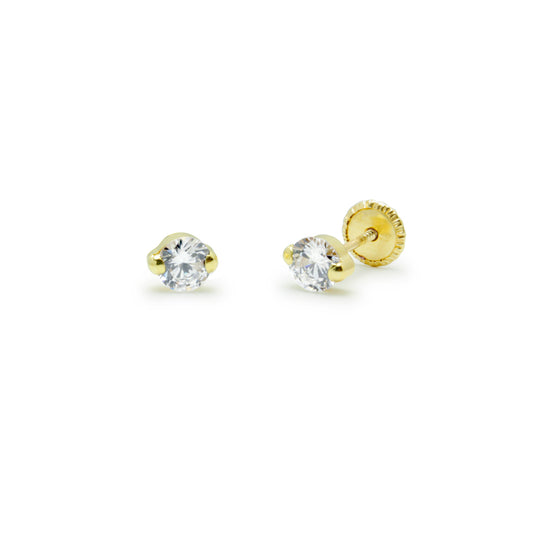 Pendientes Bebé Circonita 4x4 mm en Oro Amarillo 9 Kilates