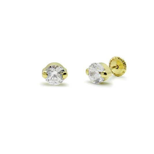 Pendientes Niña Circonita 5x5mm en Oro Amarillo 9 Kilates