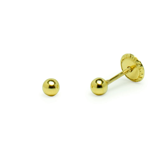 Pendientes Bebé Bola (3x3) en Oro Amarillo 18 Kilates