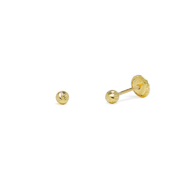 Pendientes Bebé Bola Tallada 3x3mm en Oro Amarillo 9 Kilates