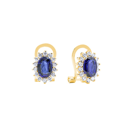 Pendientes Amelie de Zafiro y Diamantes en Oro Amarillo 18 Kilates