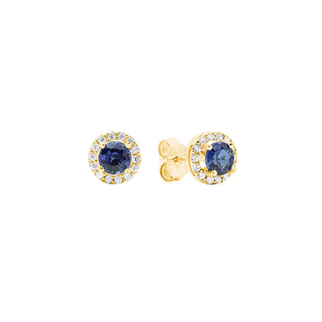 Pendientes Camile de Zafiro y Diamantes en Oro Amarillo 18 Kilates