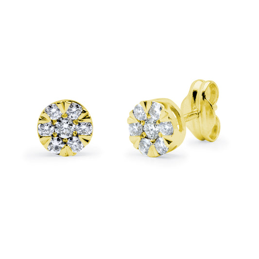 Pendientes Redondos Lucía con Diamantes Creados de 0,60 Quilates en Oro Amarillo